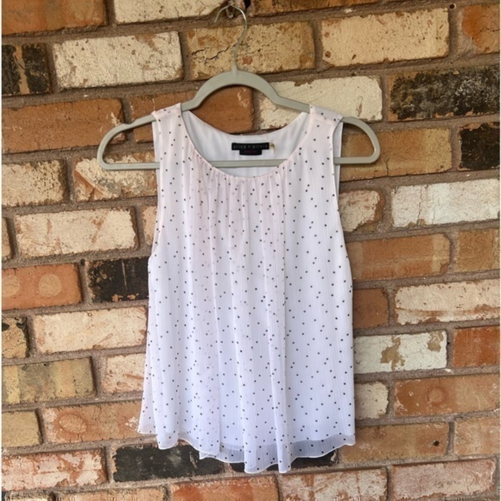 Alice + Olivia Employed Pleated Polka Dot Blouse